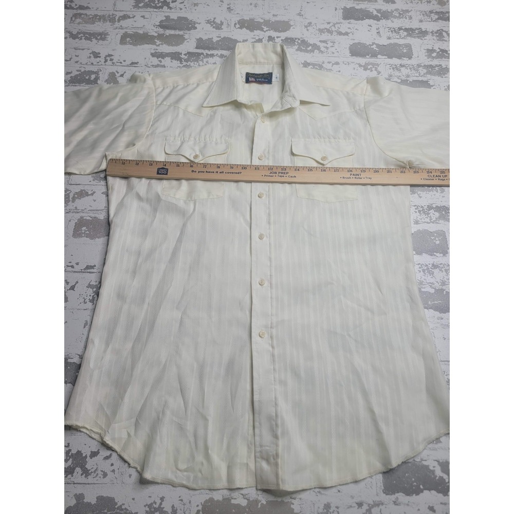 Vintage Panhandle Slim Shirt Size 16 White/Ivory Pearl Snap Western Rodeo Cowboy - Picture 3 of 5